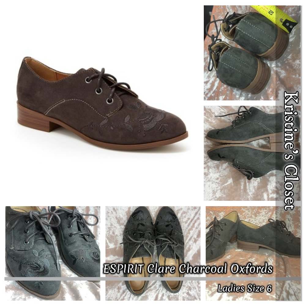 ESPIRIT Clara Charcoal Oxfords - Ladies Size 6